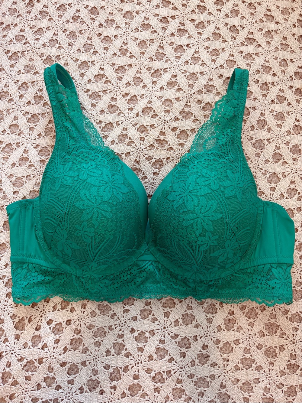 Cacique Boost Plunge Bra Green with Lace Size 40D
